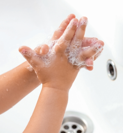 Child washing hands